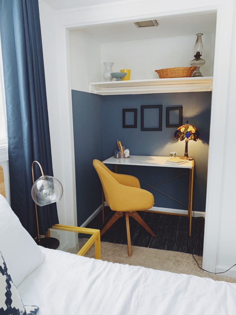 desk in bedroom closet