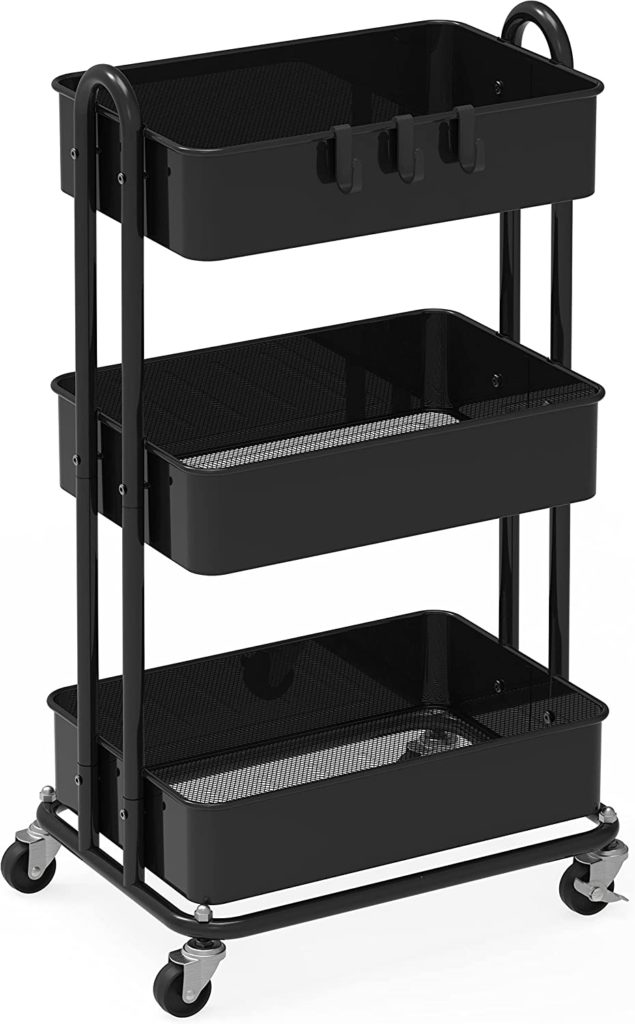 playroom organization products: three-tier rolling cart 