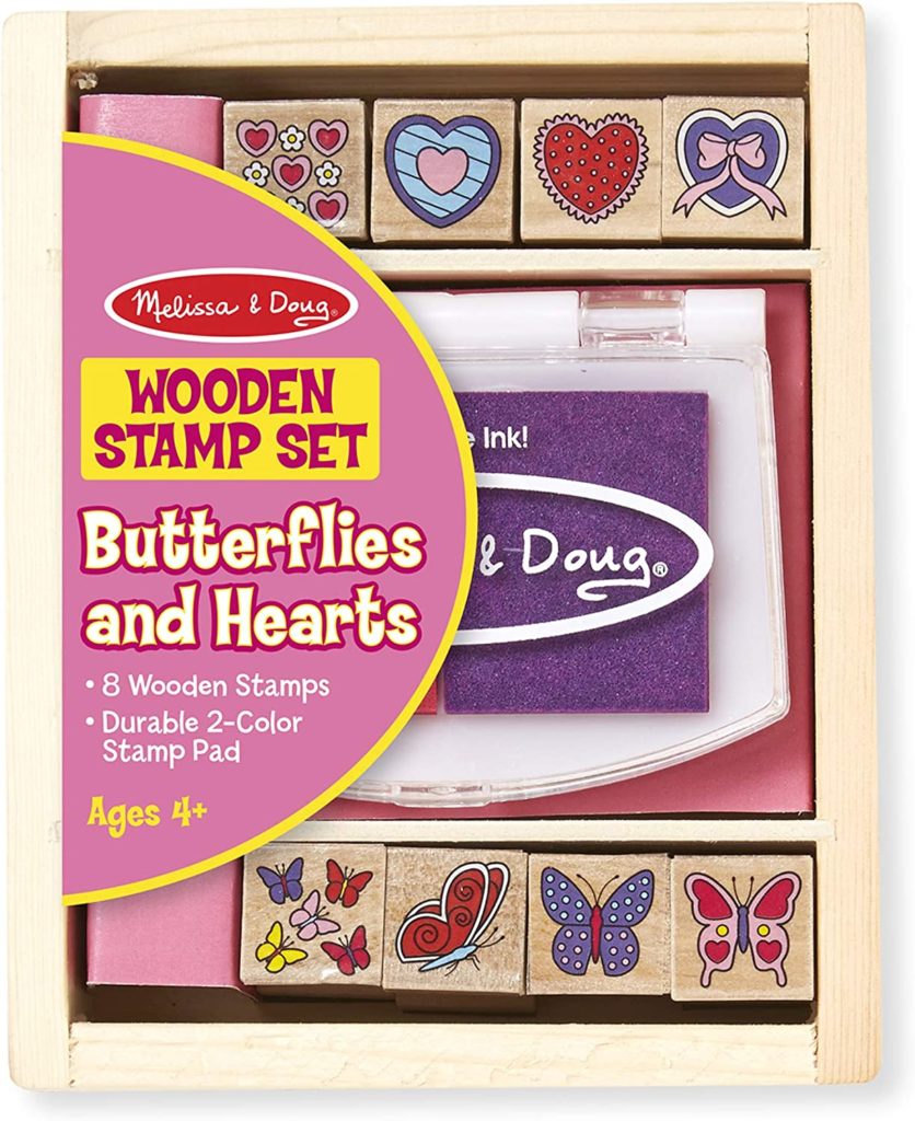 Craft Kit: Wooden Stamp Set: Butterflies and Hearts (ages 4+)