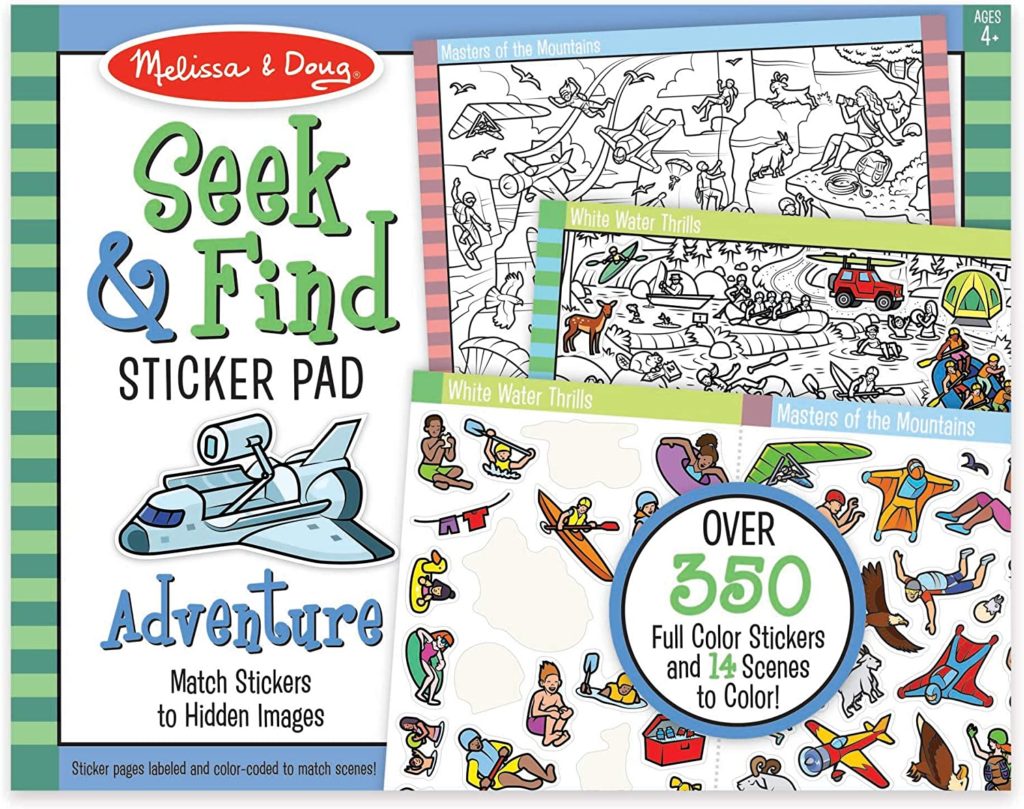 travel activities for kids: seek and find sticker pad 