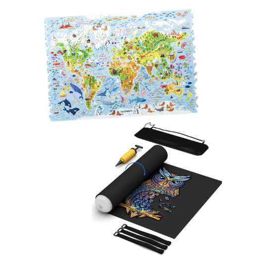 world puzzle and puzzle mat 