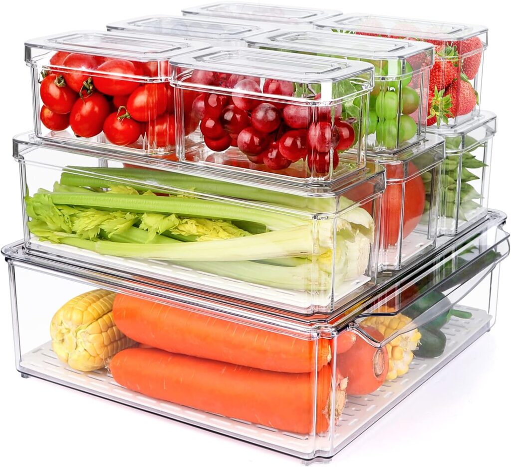 multi-sized clear fridge organization containers